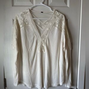 Free People Top with Lace Detail, Size M